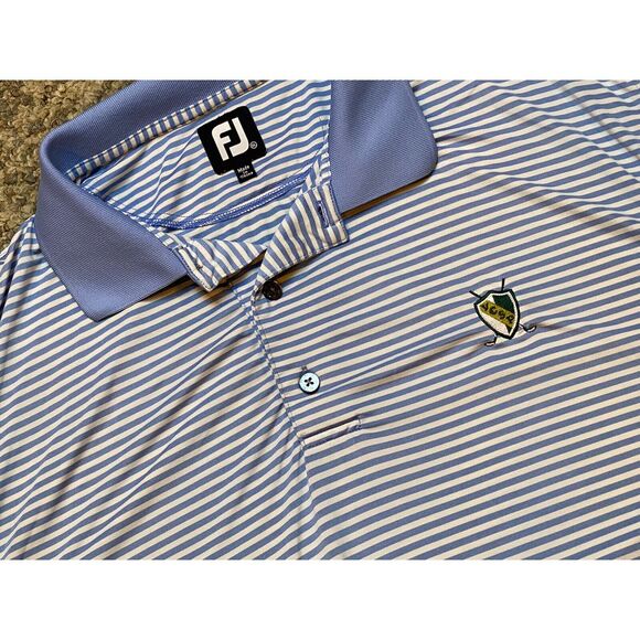 FootJoy Men's Size XL Navy Blue Stripe Polo Shirt Golf Shirt Polo Outdoor Golf - Picture 5 of 7